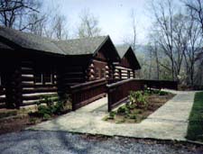 Lodge at Hungry Mother State Park with access ramp to entrance